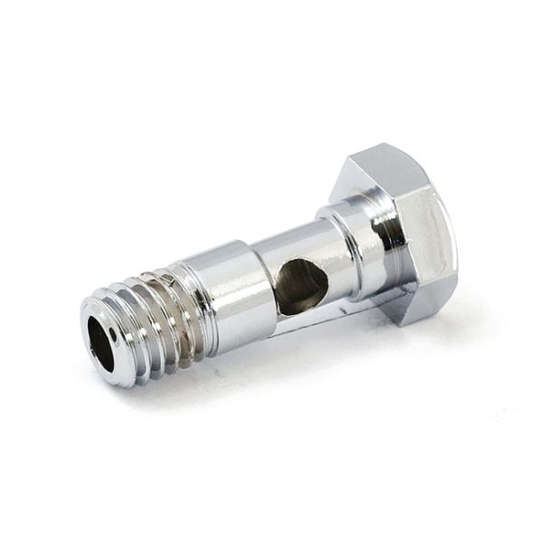 Breather banjo bolt. button head. Chrome